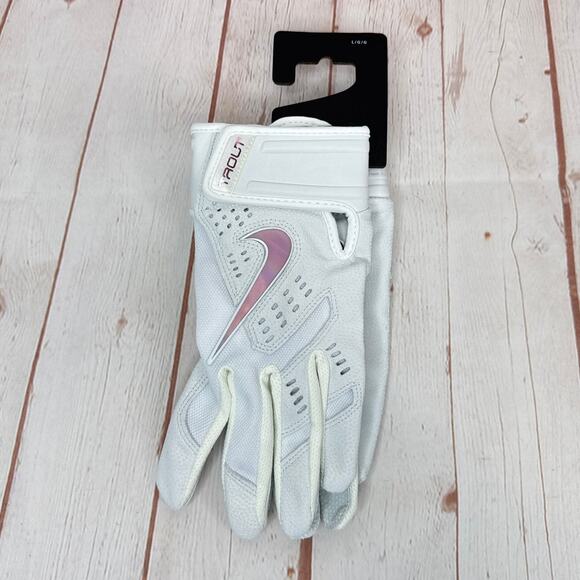 NWT Nike Trout 2.0 Baseball Batting Gloves White Iridescent Adult Size Large - Picture 4 of 8